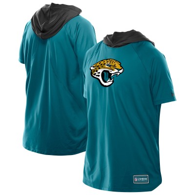 Jacksonville Jaguars New Era Teal Combine Authentic Hooded Raglan Short-Sleeve T-Shirt