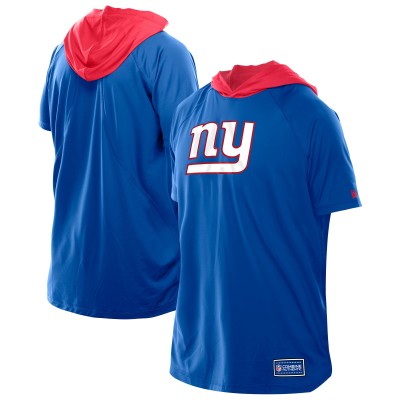 New York Giants New Era Royal Combine Authentic Hooded Raglan Short-Sleeve T-Shirt