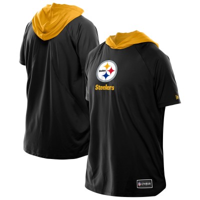 Pittsburgh Steelers New Era Black Combine Authentic Hooded Raglan Short-Sleeve T-Shirt