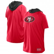 San Francisco 49ers New Era Scarlet Combine Authentic Hooded Raglan Short-Sleeve T-Shirt