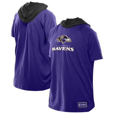 Футболка Baltimore Ravens New Era Purple Combine Authentic Hooded Raglan Short-Sleeve