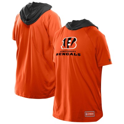 Cincinnati Bengals New Era Orange Combine Authentic Hooded Raglan Short-Sleeve T-Shirt