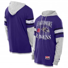 Футболка с длинным рукавом с капюшоном Baltimore Ravens New Era Purple Twofer Layered