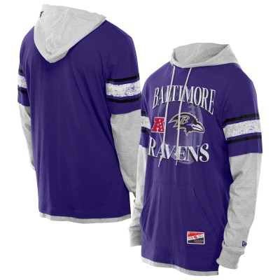 Футболка с длинным рукавом с капюшоном Baltimore Ravens New Era Purple Twofer Layered