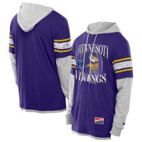 Minnesota Vikings New Era Purple Twofer Layered Long Sleeve Hoodie T-Shirt