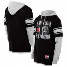 Las Vegas Raiders New Era Black Twofer Layered Long Sleeve Hoodie T-Shirt Las Vegas Raiders New Era Black Twofer Layered Long Sleeve Hoodie T-Shirt