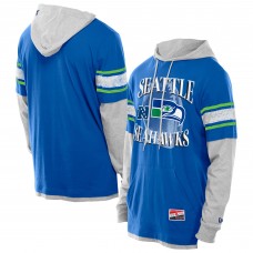 Seattle Seahawks New Era Royal Twofer Layered Long Sleeve Hoodie T-Shirt