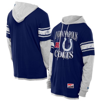 Indianapolis Colts New Era Royal Twofer Layered Long Sleeve Hoodie T-Shirt