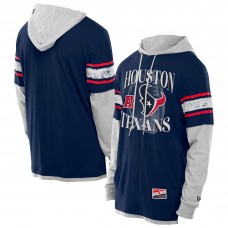 Футболка с длинным рукавом с капюшоном Houston Texans New Era Navy Twofer Layered