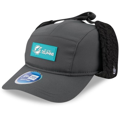 Бейсболка Miami Dolphins New Era Charcoal 2025 Sideline Cold Weather Runner Dog Ear