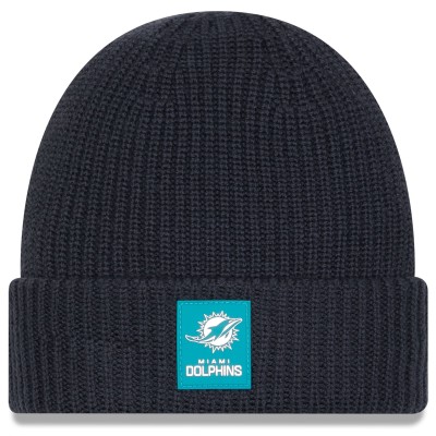 Miami Dolphins New Era Charcoal 2025 Sideline Cold Weather Cuffed Knit Hat