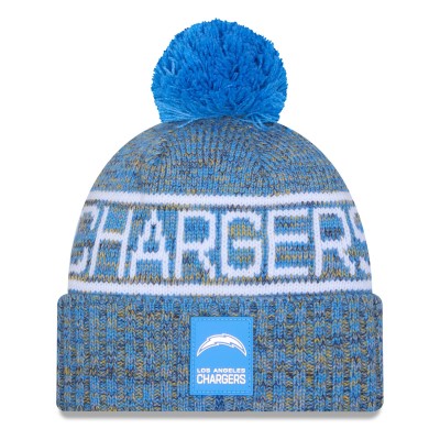 Шапка с помпоном Los Angeles Chargers New Era Powder Blue 2025 Sideline Cold Weather