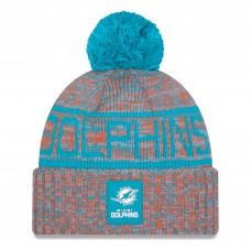Шапка с помпоном Miami Dolphins New Era Orange 2025 Sideline Cold Weather