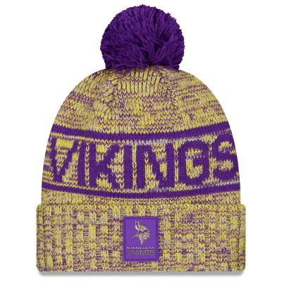 Шапка с помпоном Minnesota Vikings New Era Gold 2025 Sideline Cold Weather