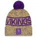 Шапка с помпоном Minnesota Vikings New Era Gold 2025 Sideline Cold Weather