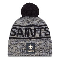 Шапка с помпоном New Orleans Saints New Era Black 2025 Sideline Cold Weather