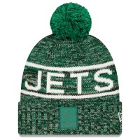 Шапка с помпоном New York Jets New Era Green 2025 Sideline Cold Weather