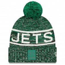 Шапка с помпоном New York Jets New Era Green 2025 Sideline Cold Weather