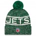 Шапка с помпоном New York Jets New Era Green 2025 Sideline Cold Weather