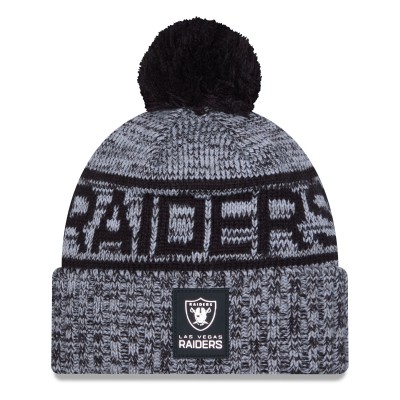 Шапка с помпоном Las Vegas Raiders New Era Black 2025 Sideline Cold Weather