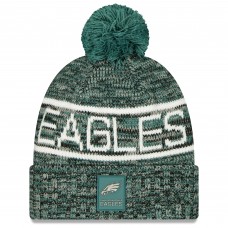 Шапка с помпоном Philadelphia Eagles New Era Midnight Green 2025 Sideline Cold Weather