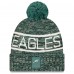 Шапка с помпоном Philadelphia Eagles New Era Midnight Green 2025 Sideline Cold Weather