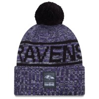 Шапка с помпоном Baltimore Ravens New Era Purple 2025 Sideline Cold Weather