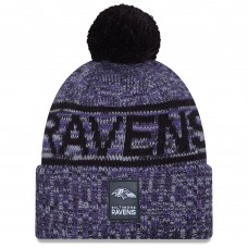 Шапка с помпоном Baltimore Ravens New Era Purple 2025 Sideline Cold Weather