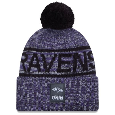 Шапка с помпоном Baltimore Ravens New Era Purple 2025 Sideline Cold Weather