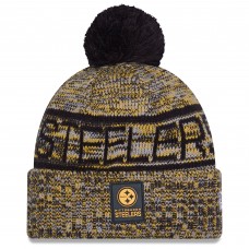 Шапка с помпоном Pittsburgh Steelers New Era Gold 2025 Sideline Cold Weather