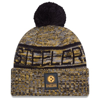 Шапка с помпоном Pittsburgh Steelers New Era Gold 2025 Sideline Cold Weather
