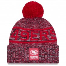 Шапка с помпоном San Francisco 49ers New Era Scarlet 2025 Sideline Cold Weather