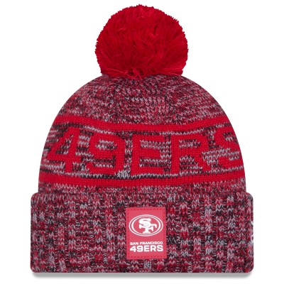 Шапка с помпоном San Francisco 49ers New Era Scarlet 2025 Sideline Cold Weather