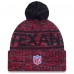 Шапка с помпоном Houston Texans New Era Red 2025 Sideline Cold Weather