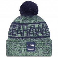 Шапка с помпоном Seattle Seahawks New Era Neon Green 2025 Sideline Cold Weather