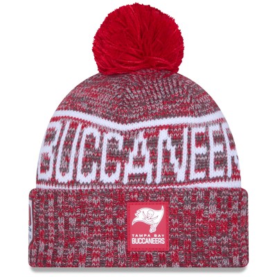 Шапка с помпоном Tampa Bay Buccaneers New Era Red 2025 Sideline Cold Weather