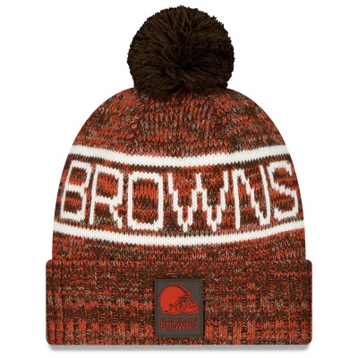 Шапка с помпоном Cleveland Browns New Era Orange 2025 Sideline Cold Weather