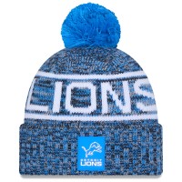 Шапка с помпоном Detroit Lions New Era Blue 2025 Sideline Cold Weather