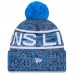 Шапка с помпоном Detroit Lions New Era Blue 2025 Sideline Cold Weather