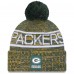 Шапка с помпоном Green Bay Packers New Era Green 2025 Sideline Cold Weather