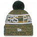 Шапка с помпоном Green Bay Packers New Era Green 2025 Sideline Cold Weather