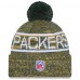 Шапка с помпоном Green Bay Packers New Era Green 2025 Sideline Cold Weather