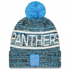 Шапка с помпоном Carolina Panthers New Era Blue 2025 Sideline Cold Weather