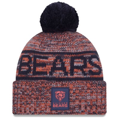 Шапка с помпоном Chicago Bears New Era Orange 2025 Sideline Cold Weather