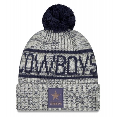 Шапка с помпоном Dallas Cowboys New Era Gray 2025 Sideline Cold Weather
