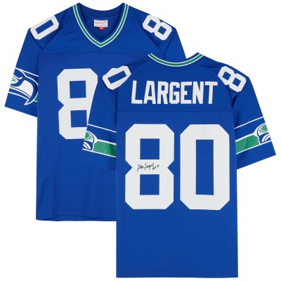 Steve Largent Seattle Seahawks Autographed Fanatics Authentic 1985 Mitchell & Ness Royal Replica Jersey with HOF 95 Inscription
