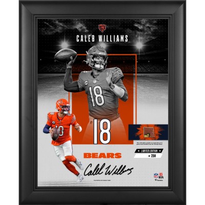 Caleb Williams Chicago Bears Facsimile Signature Fanatics Authentic Framed 11 x 14 Impact Collage with a Piece of Game-Used Football - Limited Edition of 250 - Version 2