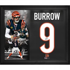 Joe Burrow Cincinnati Bengals Autographed Fanatics Authentic Framed 20 x 24 Black Jersey Number Collage