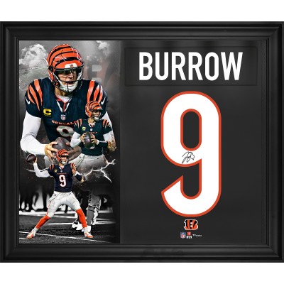 Joe Burrow Cincinnati Bengals Autographed Fanatics Authentic Framed 20 x 24 Black Jersey Number Collage