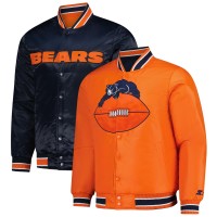 Куртка Chicago Bears Starter Navy/Orange Satin Varsity Reversible